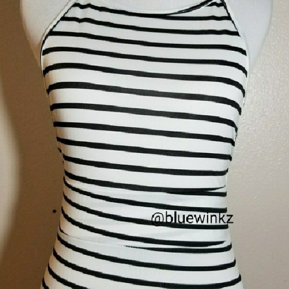 Black and White Stripe Maxi Dress - Picture 6 of 8